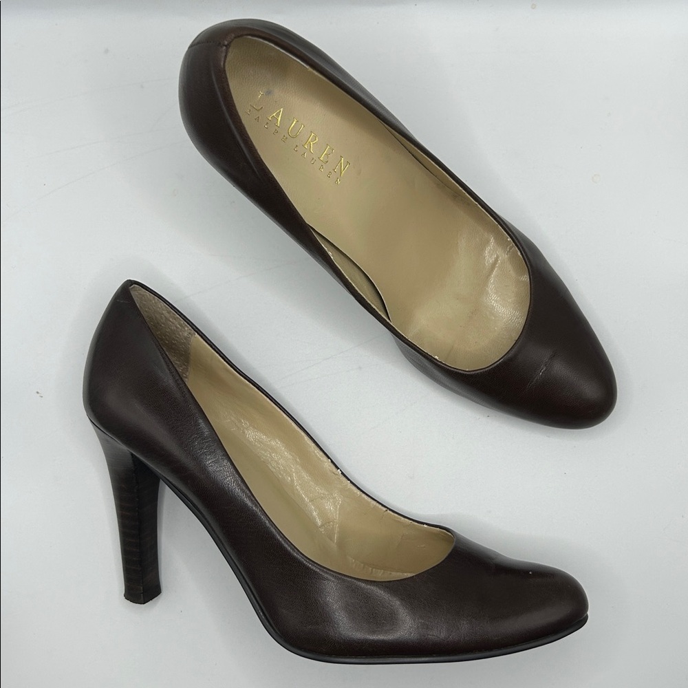 Lauren Ralph Lauren Zamora pump in brown leather size 6
